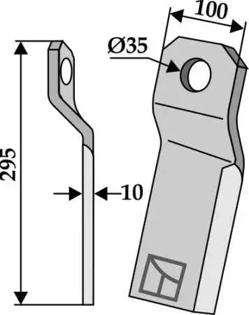 Mulchmesser verdreht 295x100mm - kurz - links
